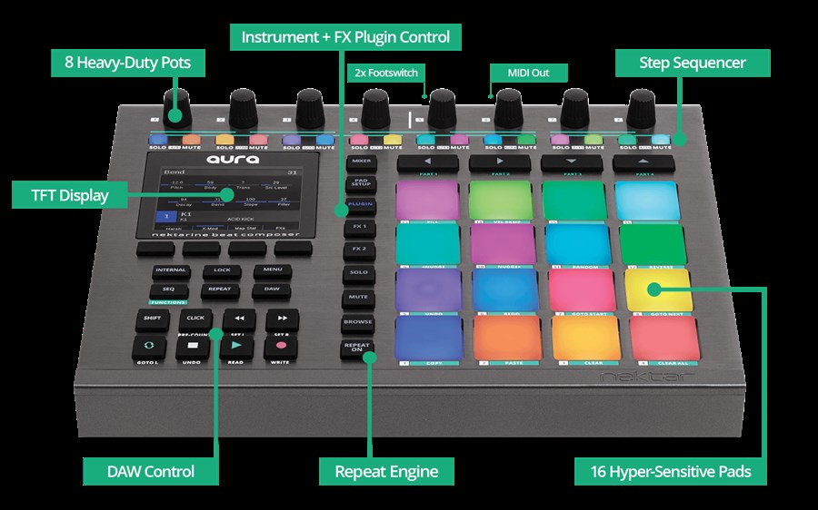Nektar Aura Midi Pad Controller & Beat Composer