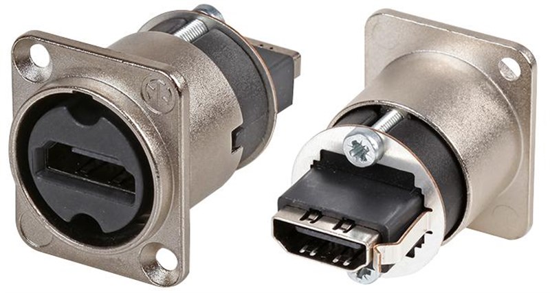 Neutrik NAHDMI-W HDMI feedthrough adapter, D-shape housing