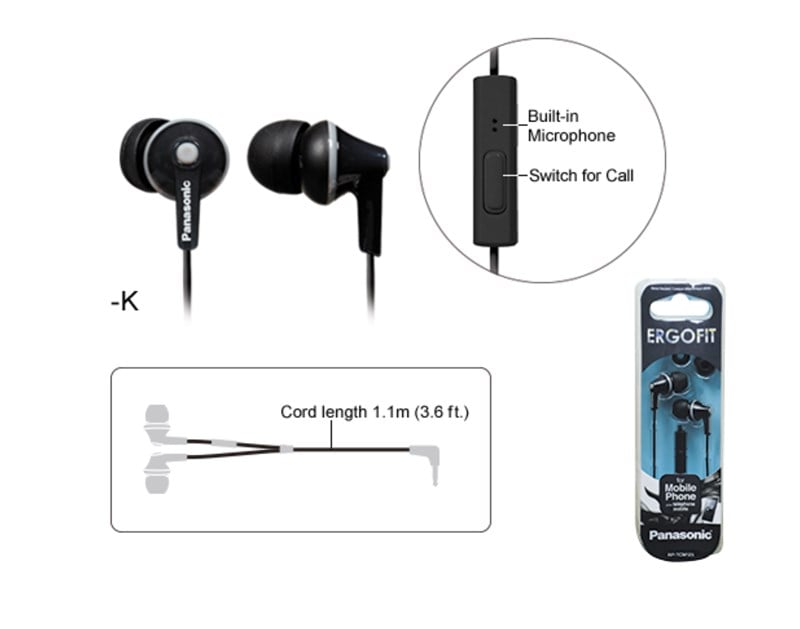 Panasonic RP-TCM125E-K Kulak İçi Mikrofonlu Kulaklık (Siyah)