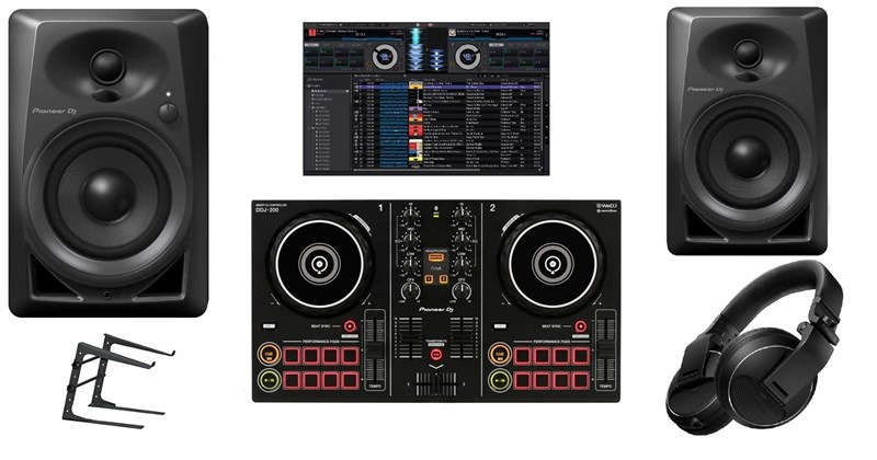 Pioneer Basic Dj Seti + DDJ-200 Kontroller + Hdj x5 Kulaklık + DM-40 Monitör + Laptop Stand