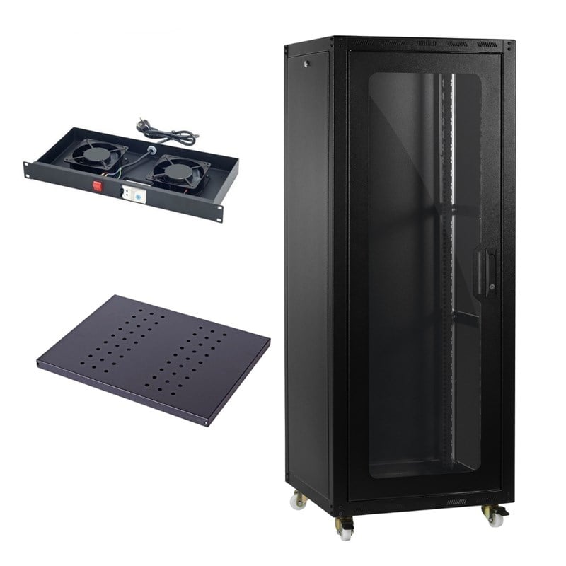 Provoice 19'' 12U 600x800 Tekerlekli Rack Kabinet+ Fan+ Sabit Raf Dikili Tip
