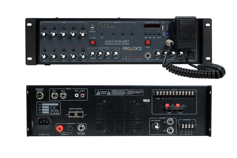 Provoice ACR-2140 Planet 400W Acil Durum Amplifikatörlü Merkez Ünitesi