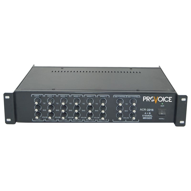 Provoice ACR-2216 A + B Acil Anons Uyumlu 6 Kanal Mikser Ünitesi