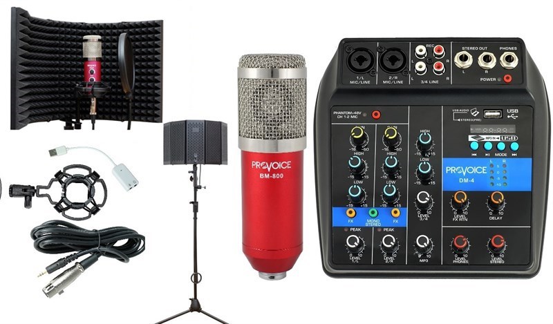 Provoice Audio BM-800 Full Studyo Üst Seviye Kırmızı Ses Kayıt Seti