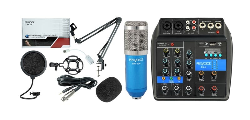 Provoice BM-800 Mikrofon+ Mikser +Stand Stüdyo Kayıt Seti