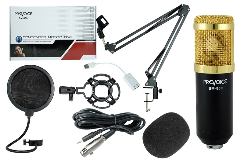 Provoice BM-800 Mikrofon+ Mikser +Stand Stüdyo Kayıt Seti