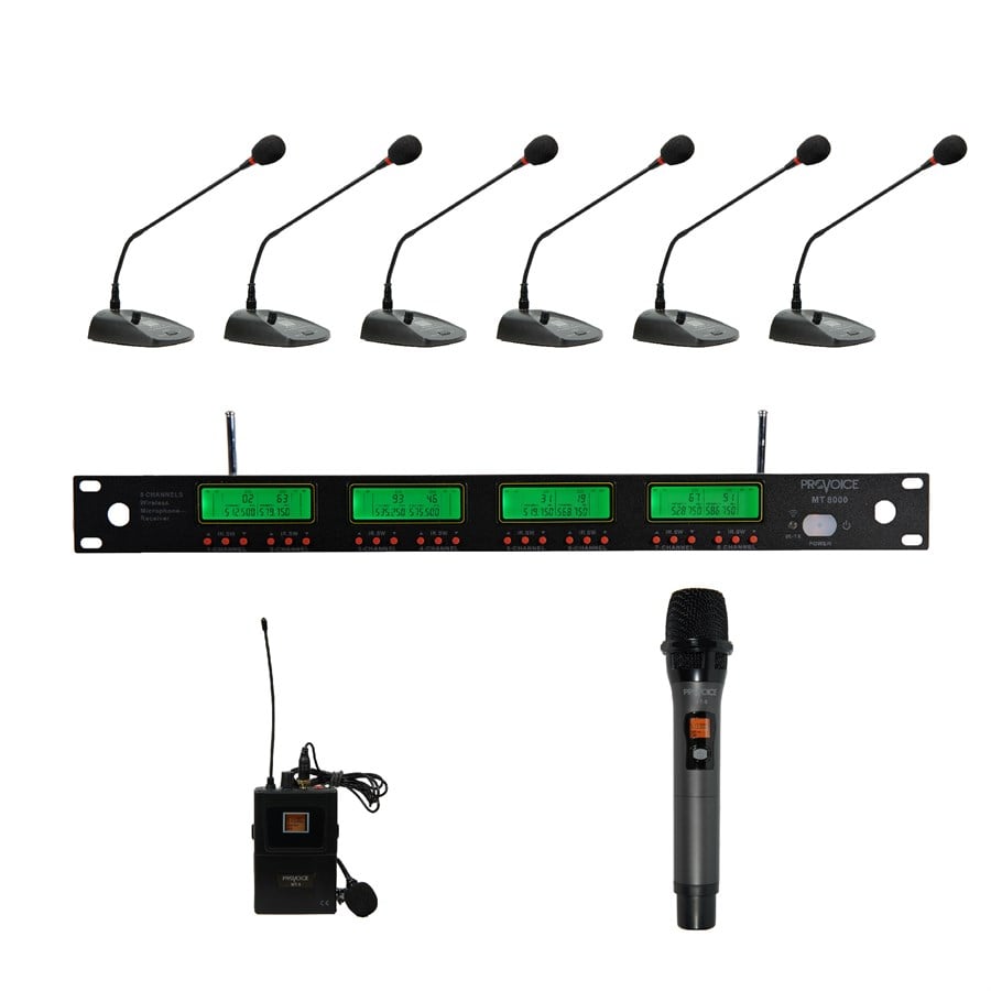 Provoice MT-8000-8EYK Kablosuz 6 Masa 1 El 1 Yaka Mikrofonu