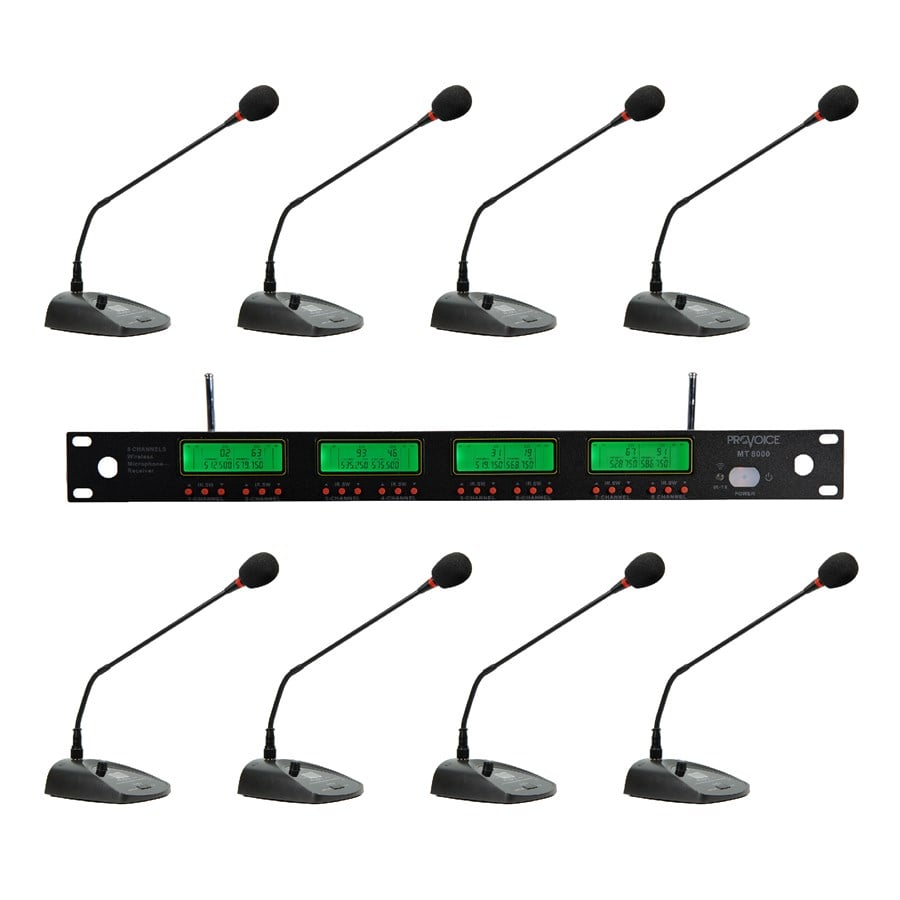 Provoice MT-8000-8K Kablosuz 8'li Kürsü Masa Mikrofonu