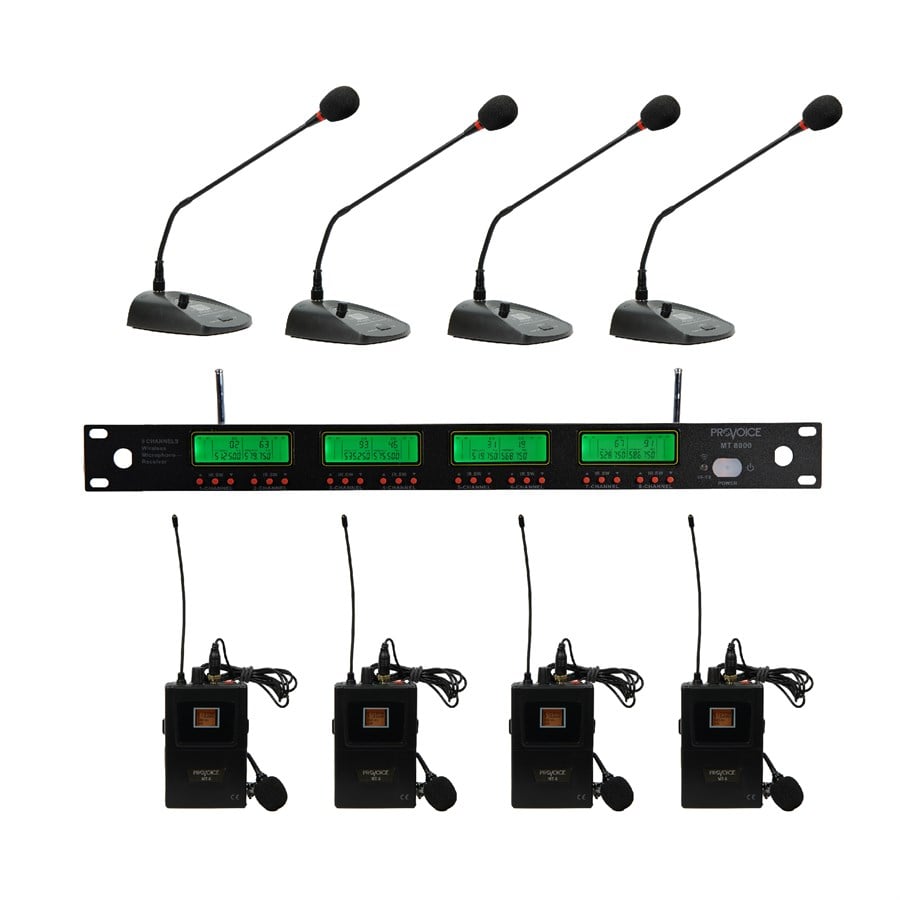 Provoice MT-8000-8YK Kablosuz 4 Masa 4 Yaka Mikrofonu