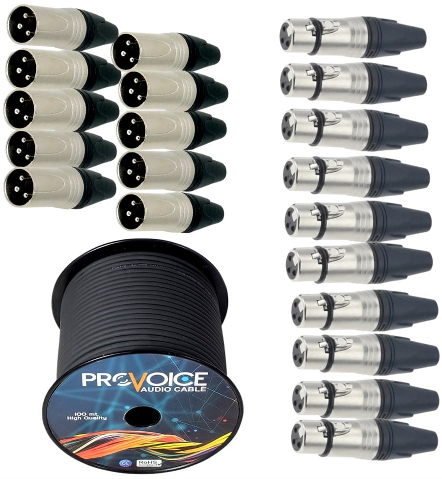 Provoice PM-22 Mikrofon Kablosu + 10'lu XLR Konnektör Paketi