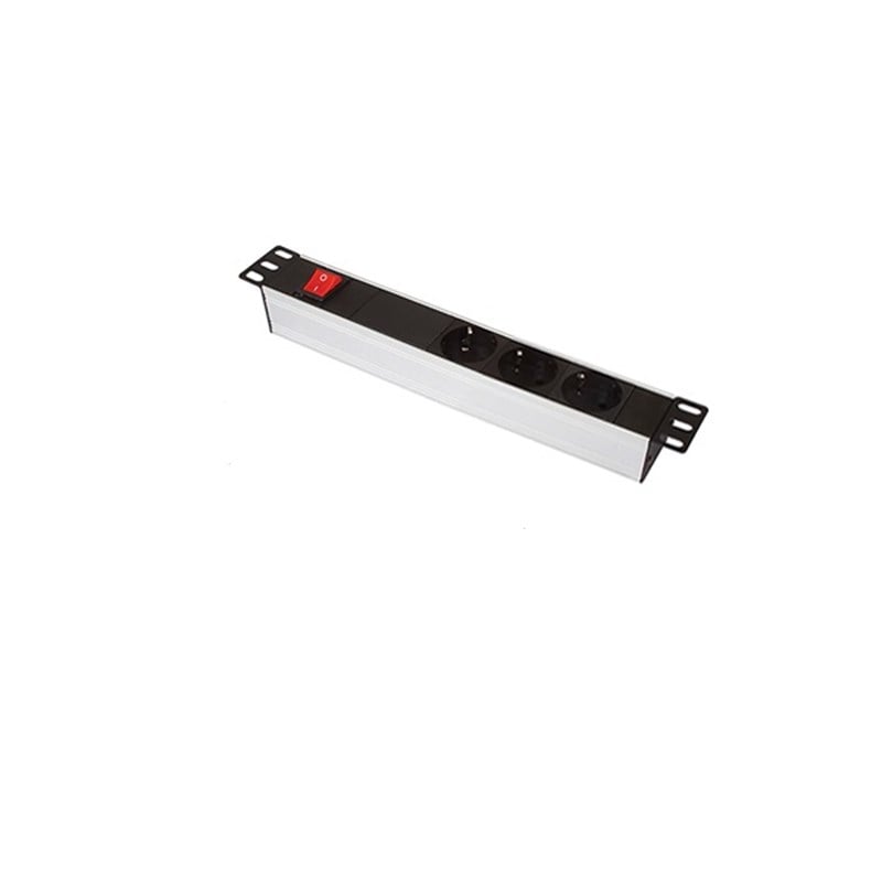 Provoice Schuko Tip 19” 1U Anahtarlı 3'lü Priz Grubu