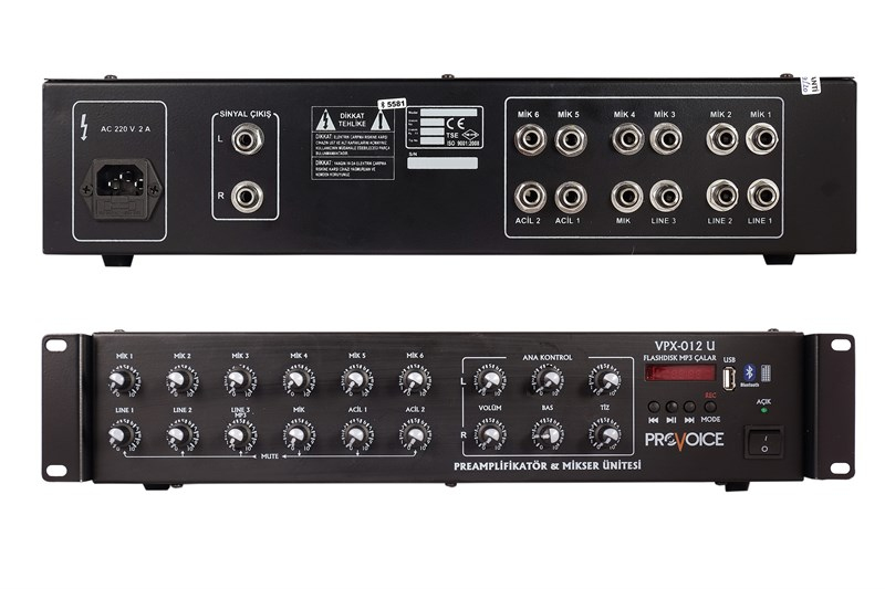 Provoice VPX-012U USB'li 12 Kanal Preamplifikatör ve Mikser Ünitesi