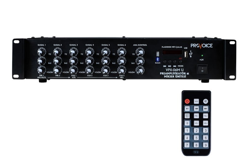 Provoice VPX-06 USB Rack Tipi 6 Kanal Mikser