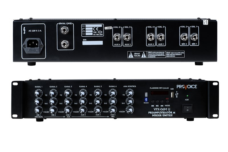 Provoice VPX-06 USB Rack Tipi 6 Kanal Mikser