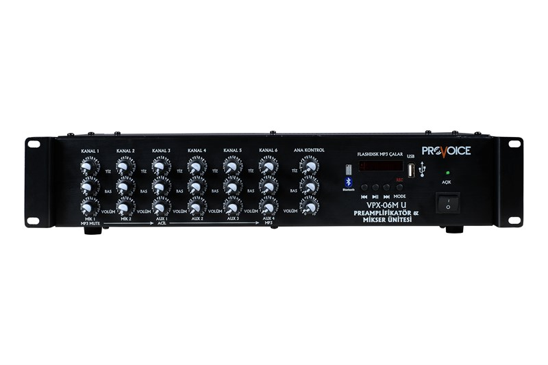 Provoice VPX-06 USB Rack Tipi 6 Kanal Mikser