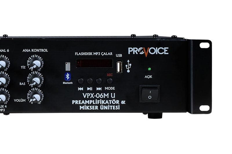 Provoice VPX-06 USB Rack Tipi 6 Kanal Mikser