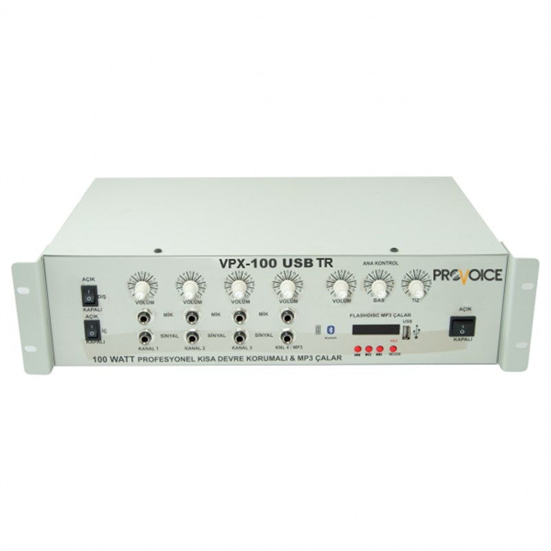 Provoice VPX-100 USB TR Trafolu 100 W 6 Kanal Mikser Anfi