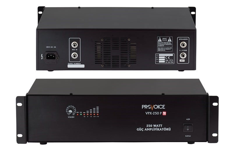 Provoice VPX-250P TR 100V Hat Trafolu 250 Watt 2 Kanal Güç Amplifikatörü