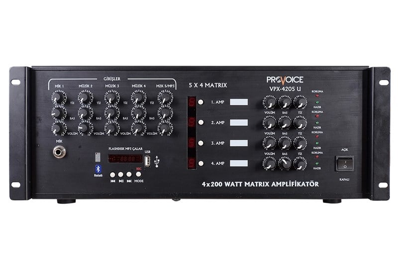 Provoice VPX-4205U 5x4 Matrix 4x200 Watt Usb'li Matrix Mikser