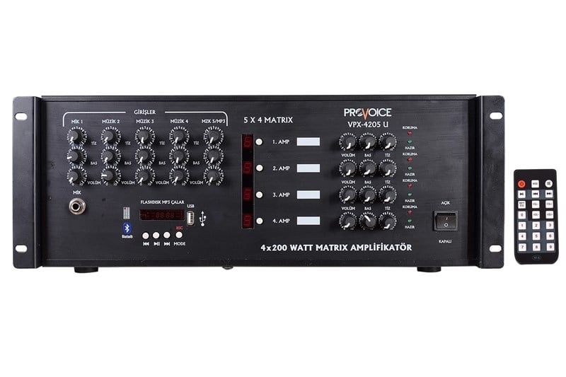 Provoice VPX-4205U 5x4 Matrix 4x200 Watt Usb'li Matrix Mikser