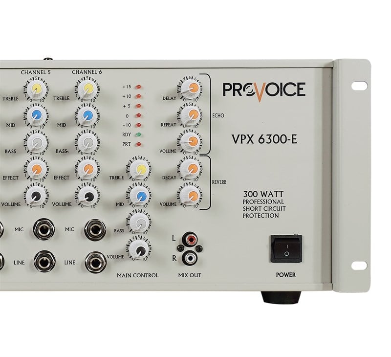 Provoice VPX-6300-E 300 Watt Efektli 6 Kanal Mikser Amplifikatör