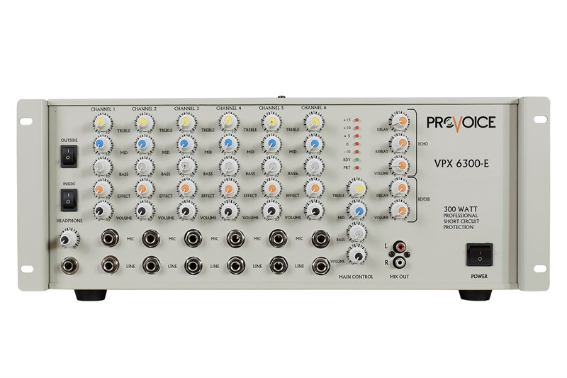 Provoice VPX-6300-E 300 Watt Efektli 6 Kanal Mikser Amplifikatör 
