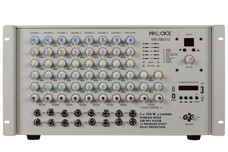 Provoice VPX-700E-U 700 Watt Efektli Usb'li 8 Kanal Mikser Amplifikatör 