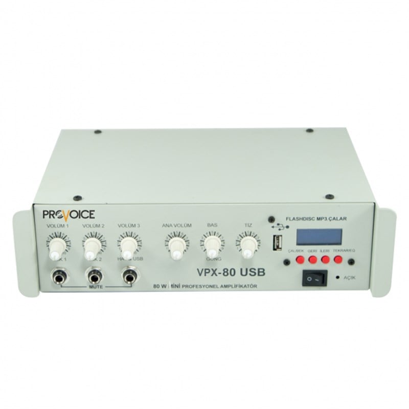 Provoice VPX-80 USB TR 80 Watt 3 Kanal Trafolu Mikser Anfi 
