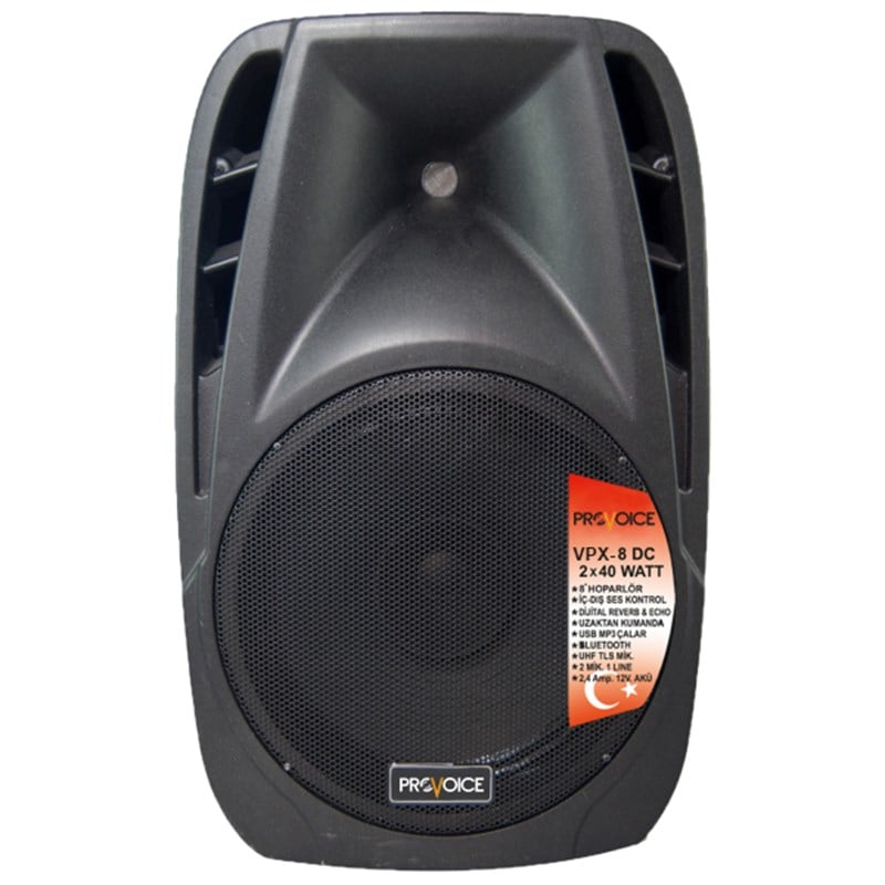 Provoice VPX-8DC 2x40 Watt 8'' El+Yak Portatif Şarjlı Anfi