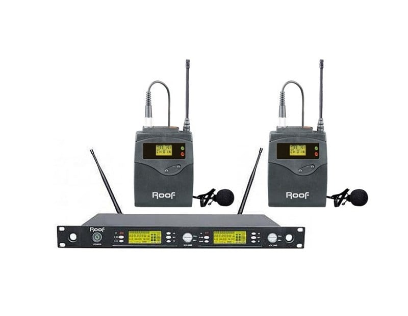 Roof R-1250S UHF 470-790MHz 2 Kanal Çift Yaka Kablosuz Mikrofon Seti