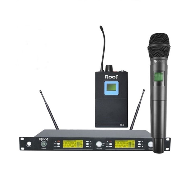 Roof R-1250S UHF 470-790MHz 2 Kanal El + Yaka Kablosuz Mikrofon Seti