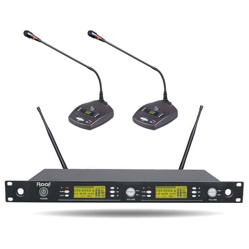 Roof R-1250S UHF 470-790MHz 2 Kanal Kablosuz Kürsü Mikrofon Seti
