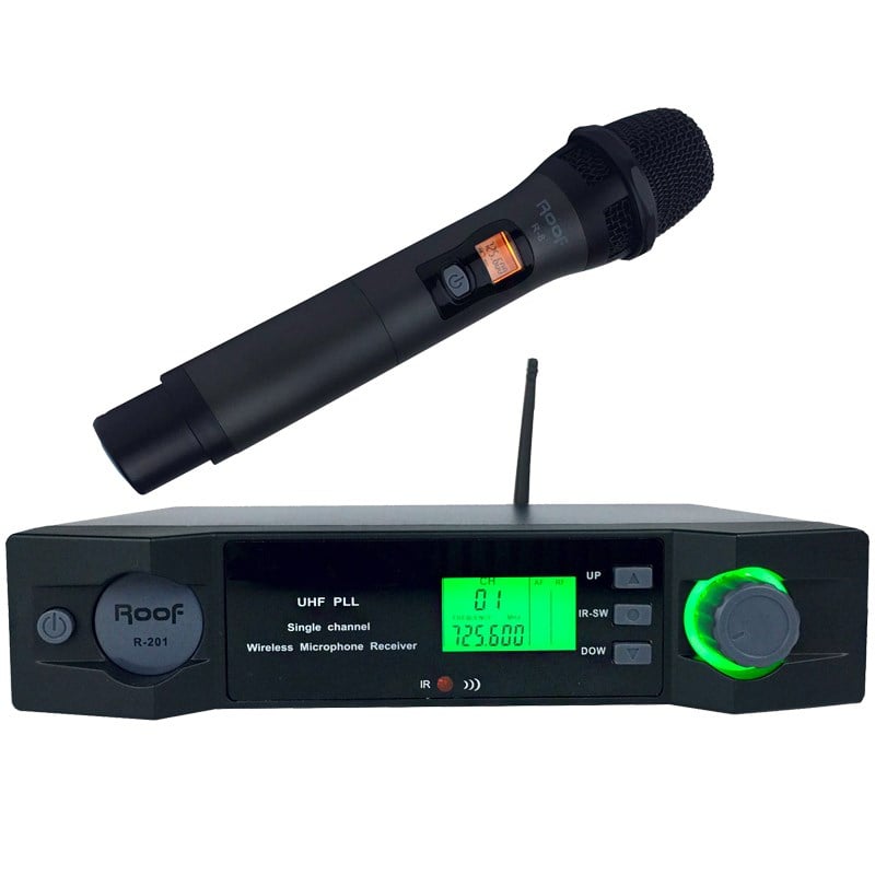 Roof R-201 UHF Band Tek Kanal Kablosuz El Mikrofon Seti