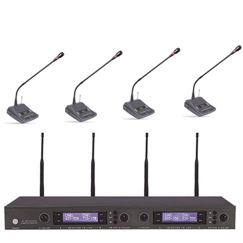 Roof R-4000 Receıver + Roof R621 4'lü Kablosuz Kürsü Mikrofon Seti