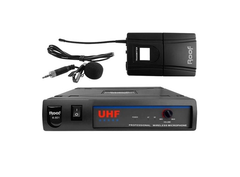 Roof R-801Y UHF Tek Kanal Tek Yaka Kablosuz Mikrofon Seti