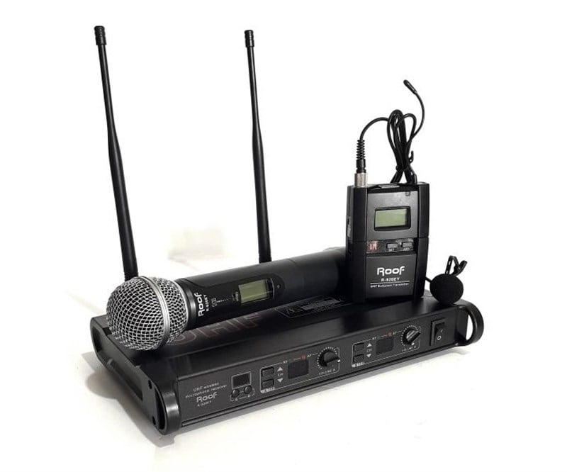 Roof R-920EY UHF 470-790MHz 2 Kanal El + Yaka Kablosuz Mikrofon Seti