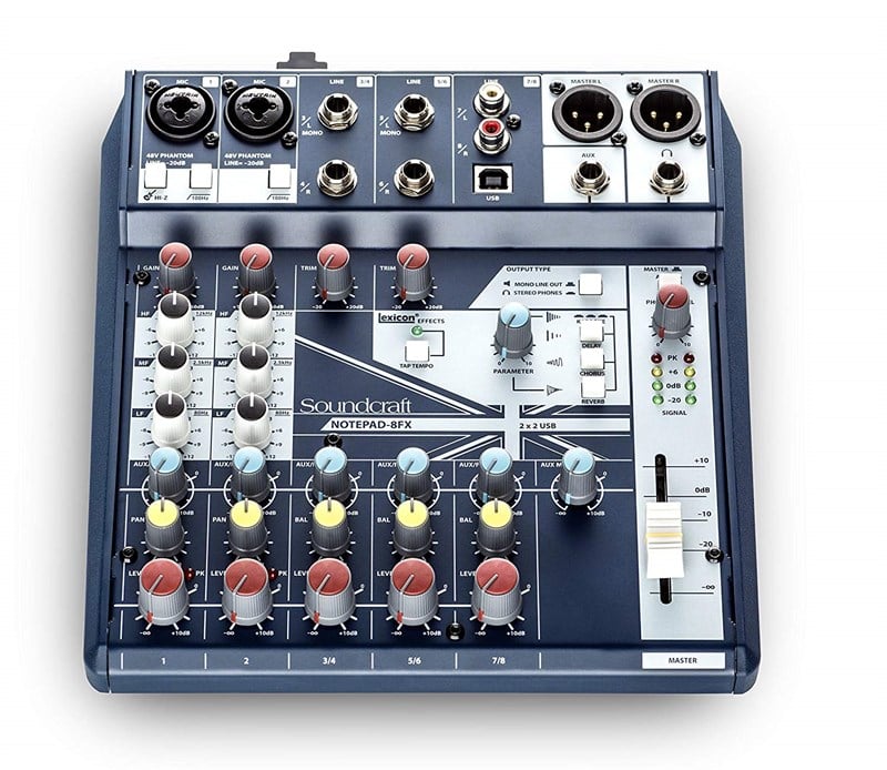 Soundcraft Notepad 8FX 8 Kanal 2 Profesyonel Mikrofon Preamp, Kayıt Mikseri