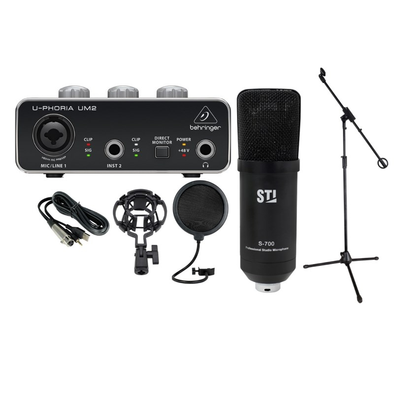 STİ S700 Mikrofon + Behringer Um2 Ses Kartı + Stand Ev Kayıt Seti