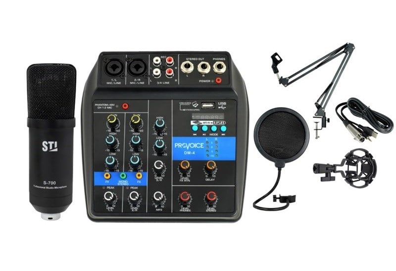 Sti S700 Mikrofon + Phantom Mikser + Mikrofon Standı