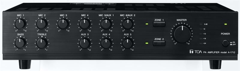 Toa A-1712 ER - 2-Bölge 120W Trafolu 6 Mikrofon Giriş Amfili Mikser