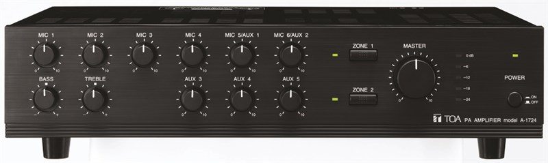 Toa A-1724 ER - 2-Bölge 240W Trafolu 6 Mikrofon Giriş Amfili Mikser