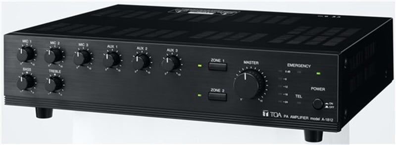 Toa A-1812 ER - 2-Bölge 120W Trafolu 3 Mic Giriş Amfili Mikser