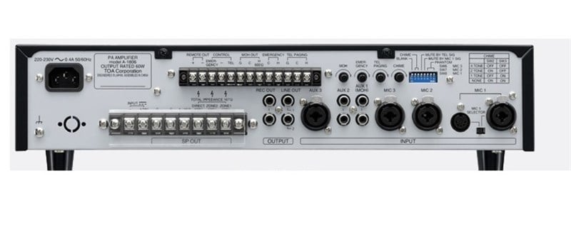 Toa A-1812 ER - 2-Bölge 120W Trafolu 3 Mic Giriş Amfili Mikser