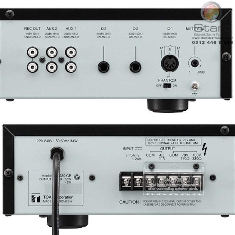Toa A-2120 CE - 120W 100V 3 Mic, 3 Aux Amfili Mikser
