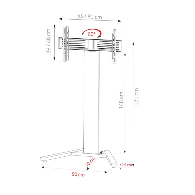 Ultimate FL-B-1500-8048 32''- 65'' V Metal Taban TV Standı