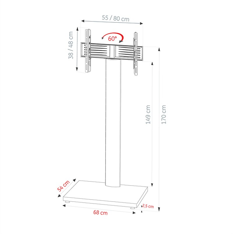 Ultimate FL-B-2000-8048 43''- 65'' 170cm Ahşap Taban TV Standı 