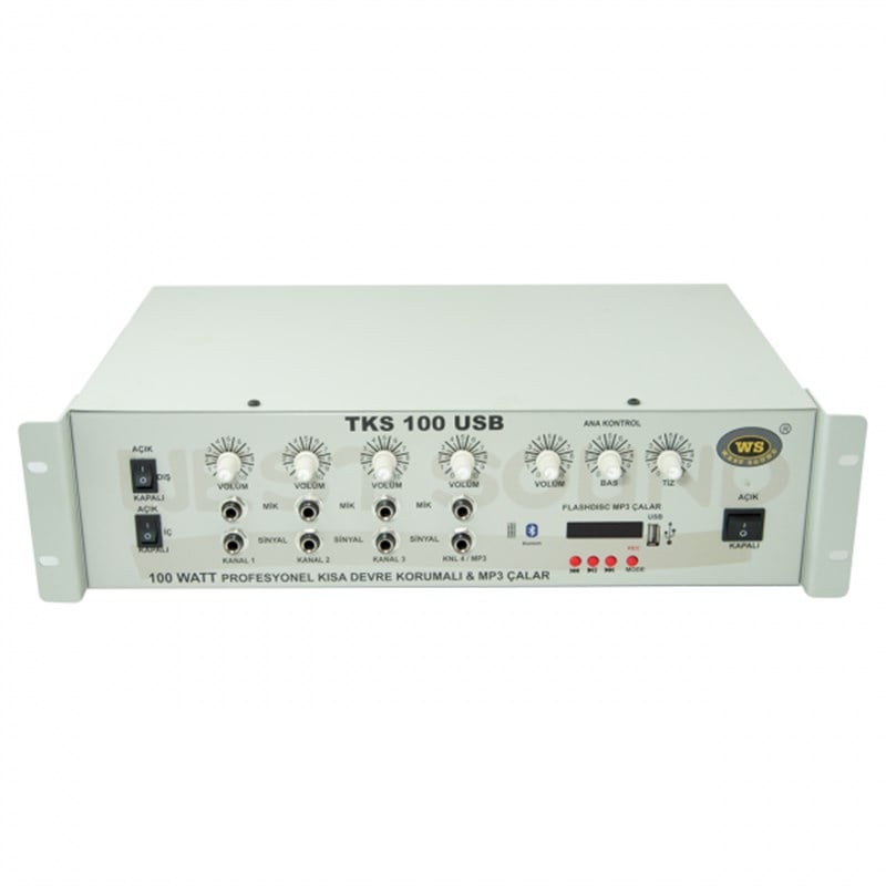 West Sound TKS 100 USB TR 100 Watt 6 Kanal Trafolu Mikser Amfi
