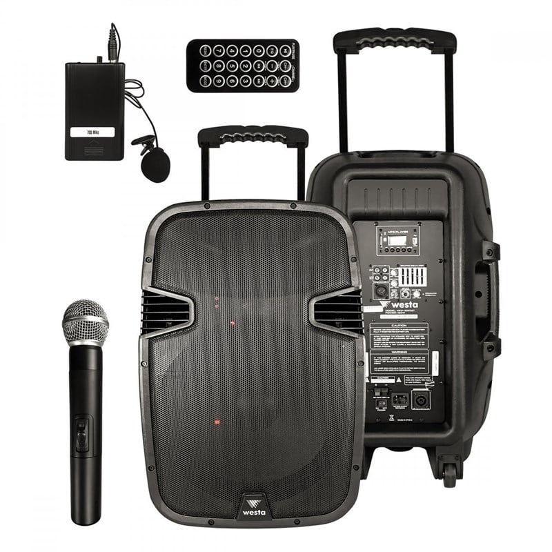 Westa WAP-15502ET 15 inç 300W Portatif Ses Sistemi - El + Yaka