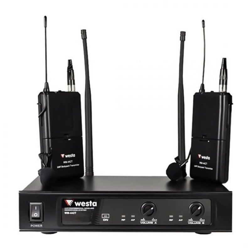 Westa WM-442T UHF Band Kablosuz Çift Yaka Mikrofon Seti