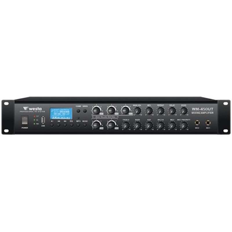 Westa WM-450UT - 5 Bölge Kontrollü 450W 100V/8 ohm Mikser Amfi